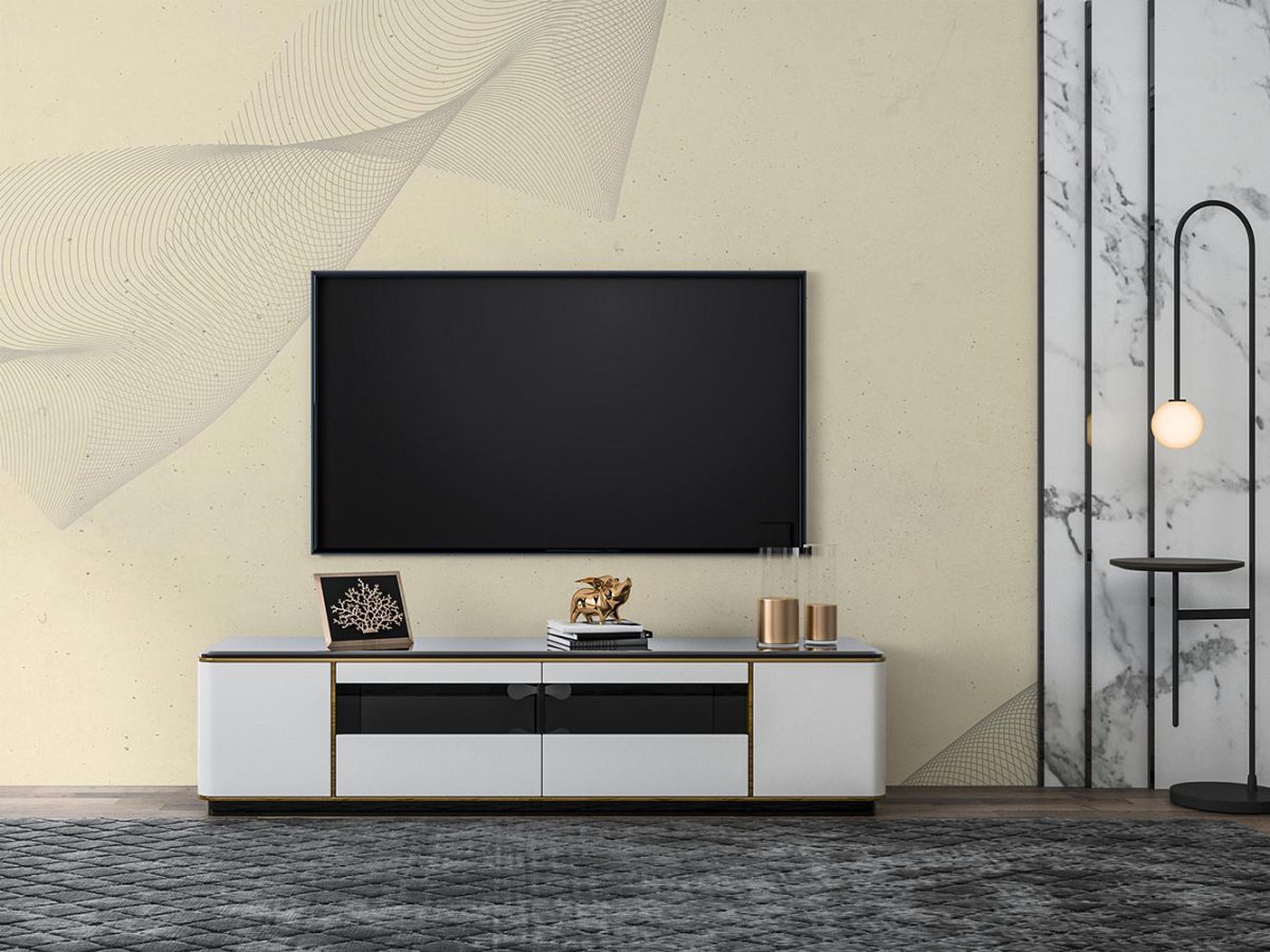 کاغذ دیواری طرح هندسی مدرن W12015000 پشت تلویزیون