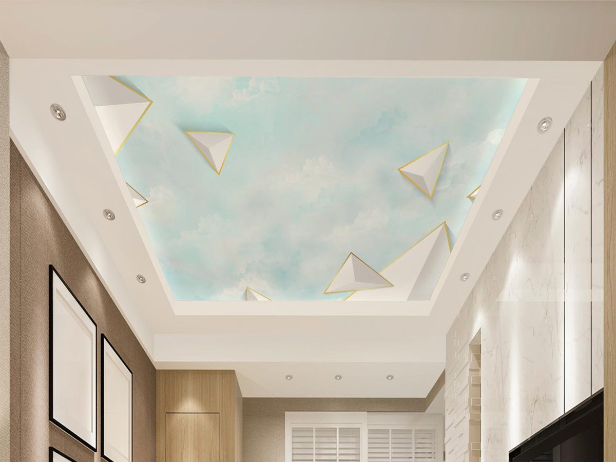پوستر دیواری سه بعدی هرم و ابر W12015600 سقف