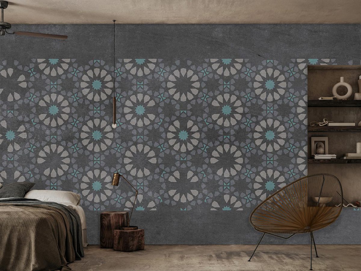 پوستر دیواری مشکی لاکچری گل سنتی W12016020 برای اتاق خواب