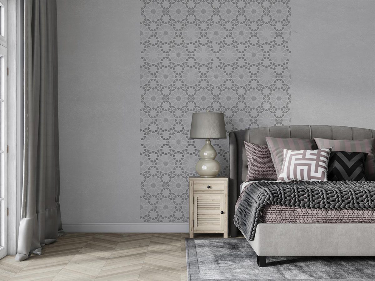 کاغذ دیواری طوسی طرح سنتی W12016220 اتاق خواب