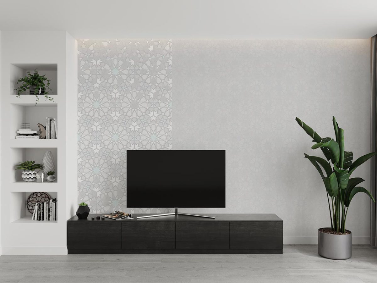 پوستر دیواری هندسی ساده سنتی W12016600 پشت تلویزیون