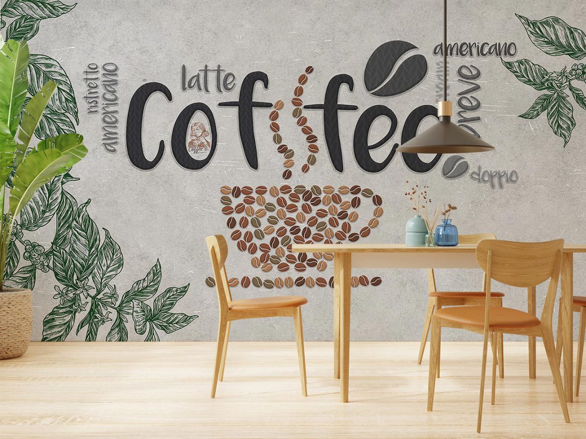 کاغذ دیواری کافی شاپ طرح قهوه W12016720