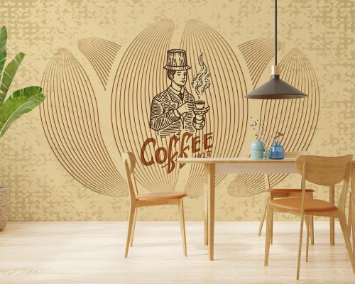 پوستر دیواری کافی شاپ طرح مرد و قهوه W12016800