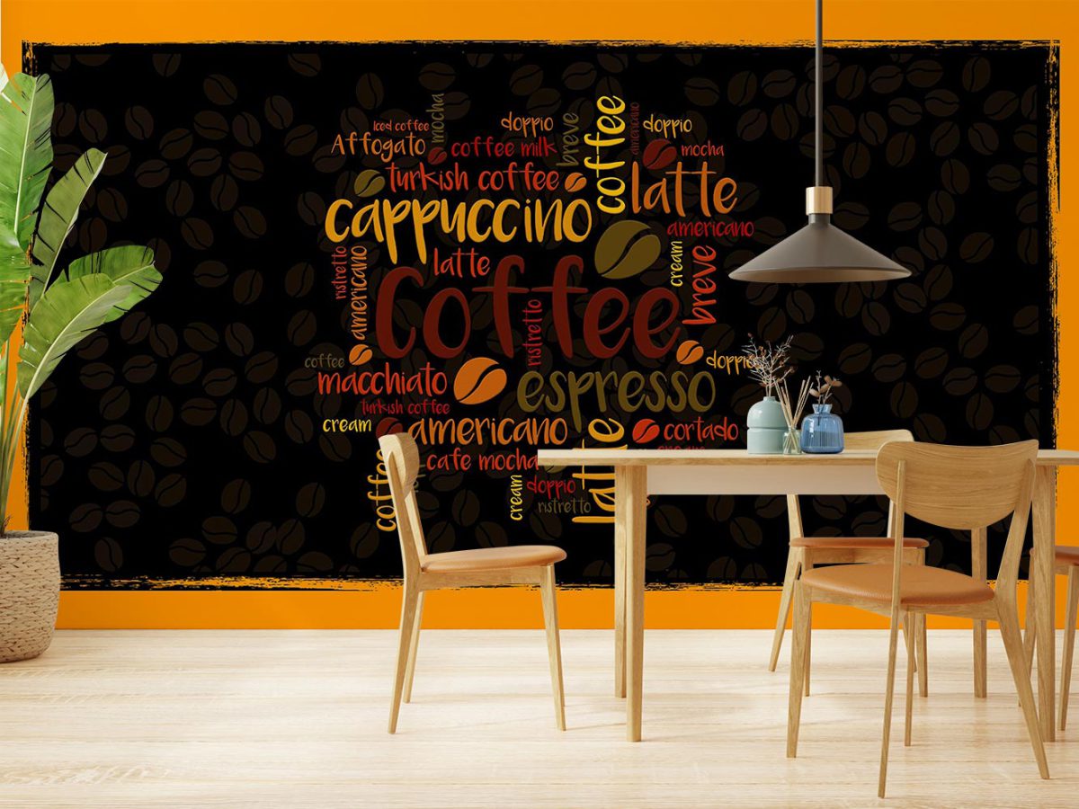 پوستر کاغذ دیواری کافی شاپ طرح قهوه W12017000