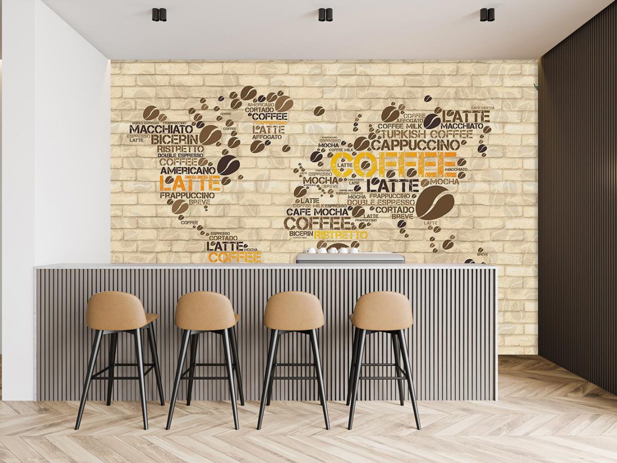 کاغذ دیواری کافی شاپ نقشه قهوه W12017100