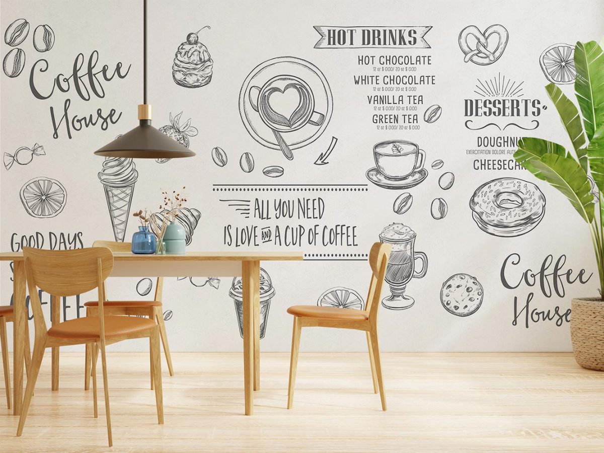 پوستر دیواری کافی شاپ طرح منو قهوه W12017510