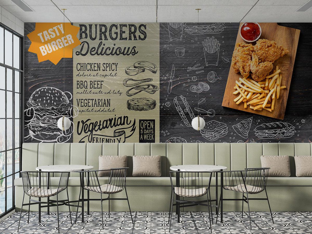 پوستر کاغذ دیواری فست فود همبرگر W12017900