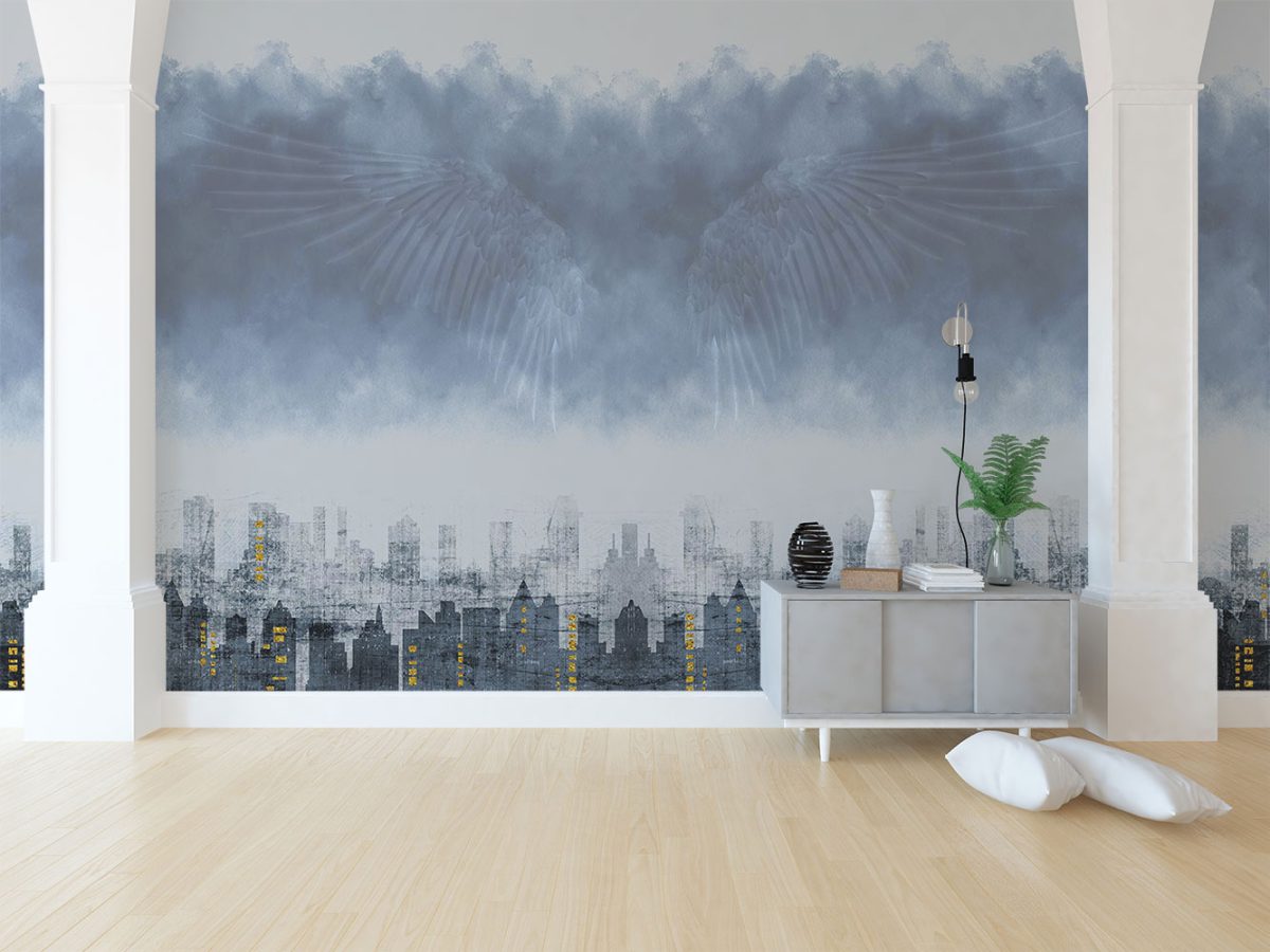 پوستر دیواری بال فرشته و ساختمان W12019400 پذیرایی