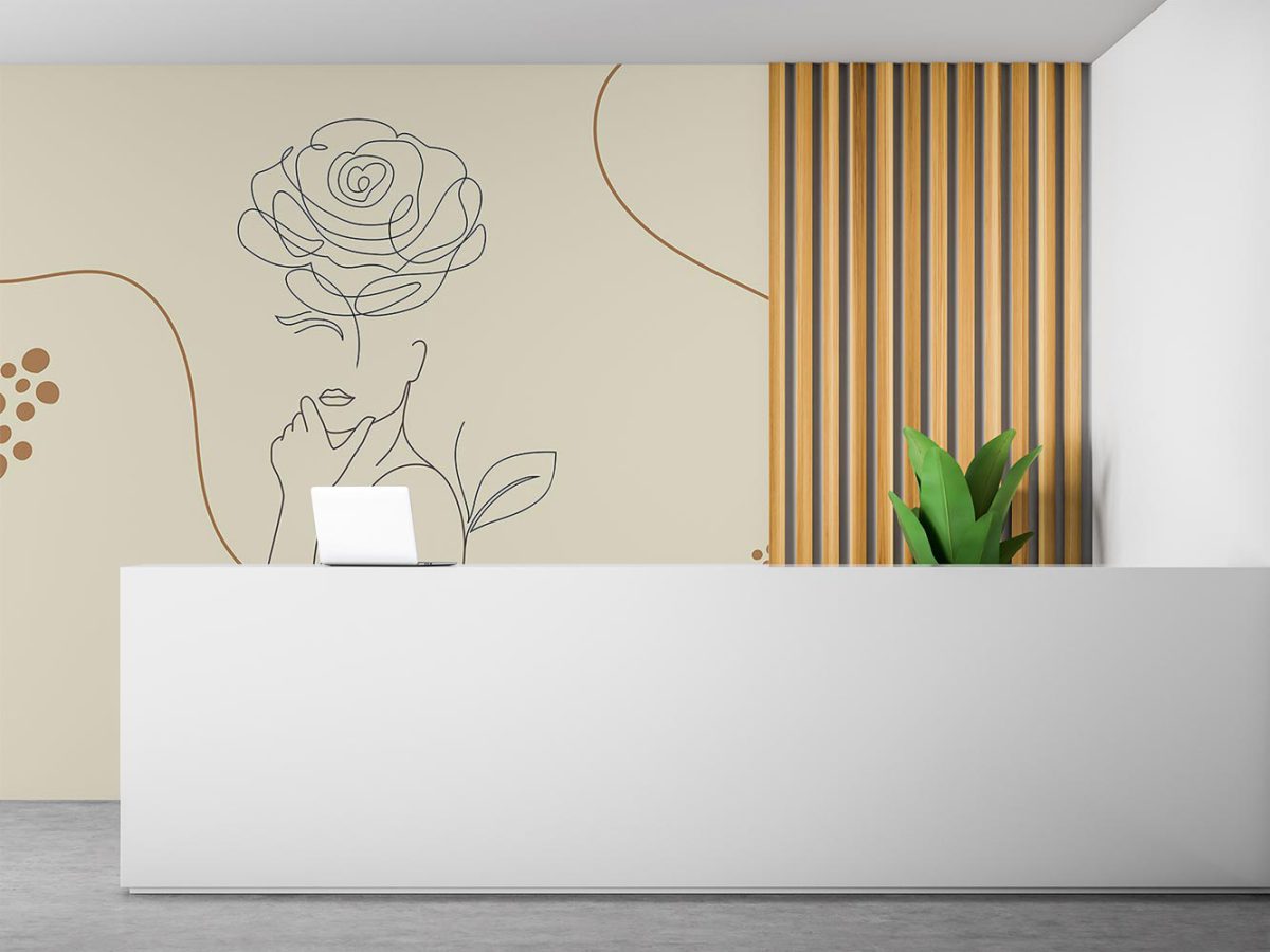 پوستر کاغذ دیواری سالن زیبایی چهره دختر و گل W12020200