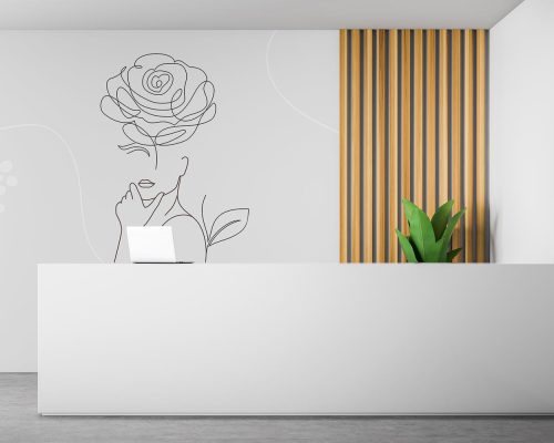 پوستر دیواری مدرن چهره زن و گل W12020210