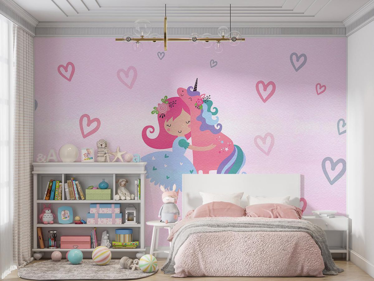 پوستر دیواری کودک اسب تک شاخ دخترانه W12020500