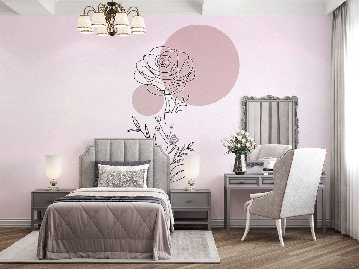پوستر دیواری گل رز مینیمال W12020700 اتاق خواب دخترانه