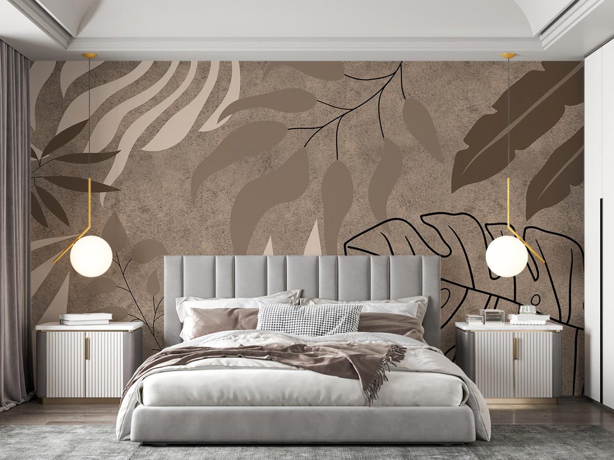 کاغذ دیواری طرح برگ بزرگ W12110630 مناسب اتاق خواب