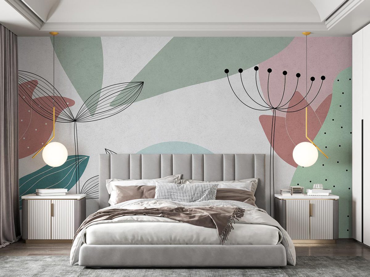 پوستر دیواری طرح برگ بزرگ روشن W12110820 اتاق خواب