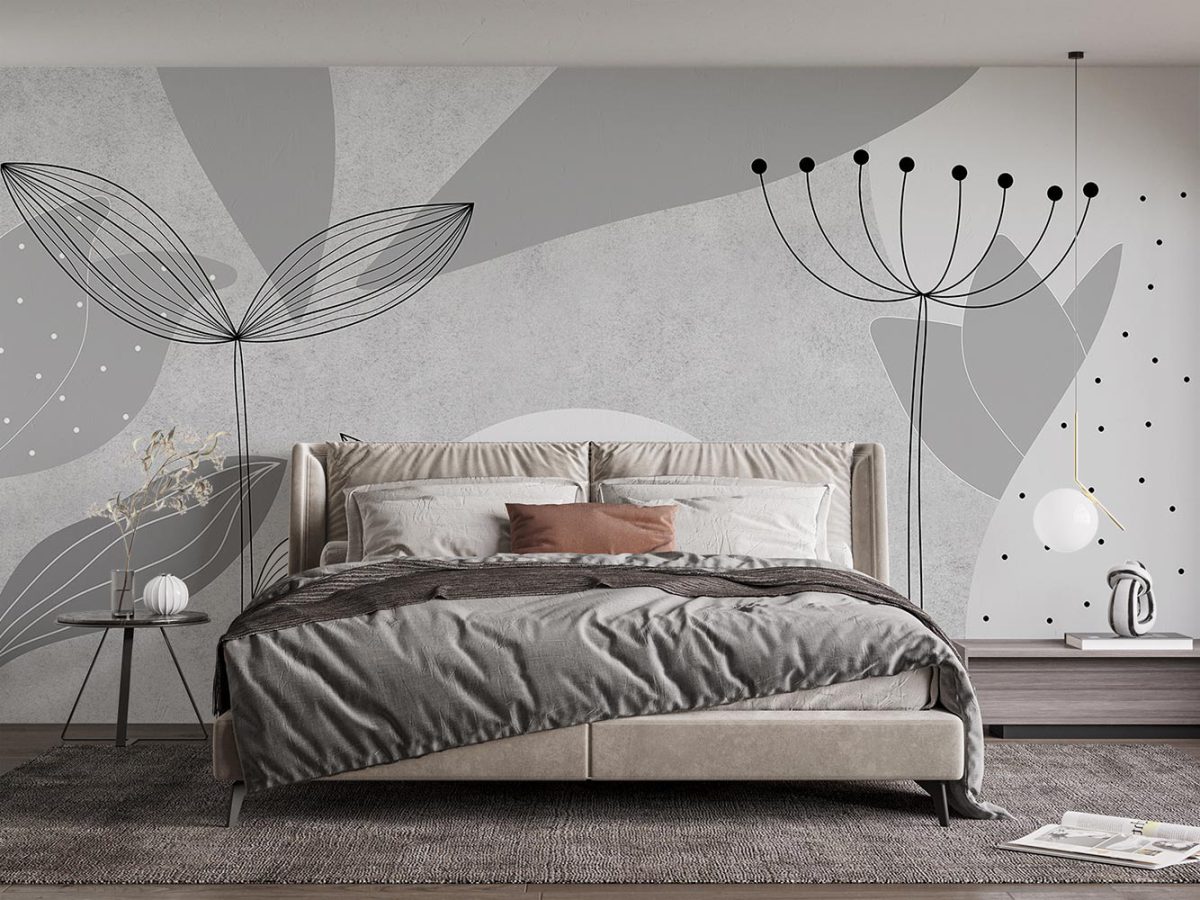 کاغذ دیواری طرح برگ بزرگ W12110830 برای اتاق خواب