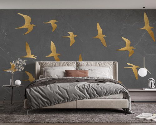 پوستر دیواری پرنده لاکچری طلایی W12111200