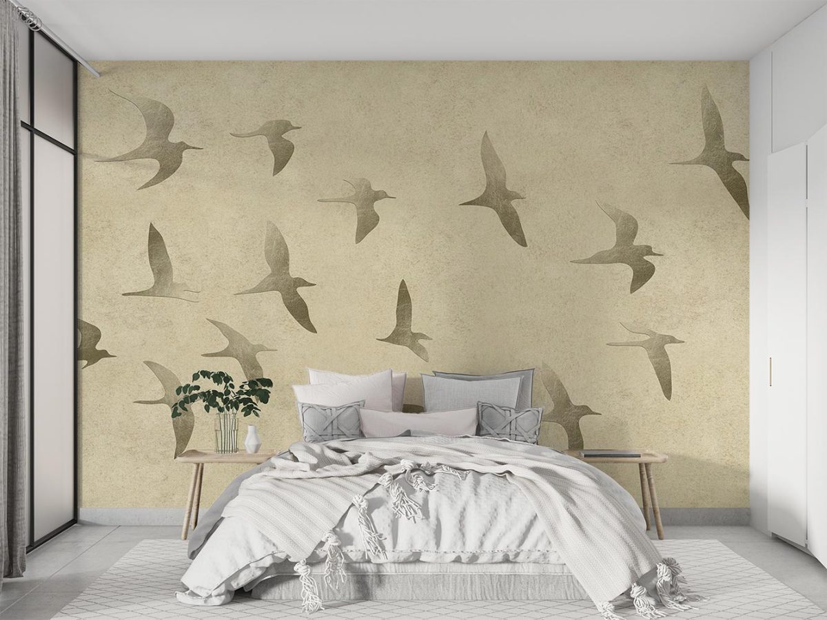 کاغذ دیواری لاکچری طرح پرنده W12111230 اتاق خواب