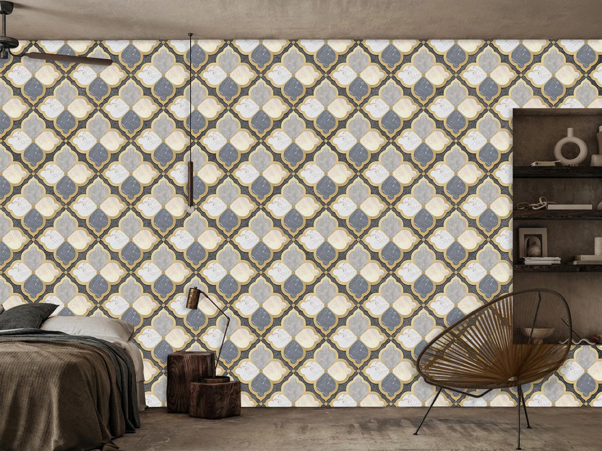کاغذ دیواری هندسی سنتی W12112040 برای اتاق خواب