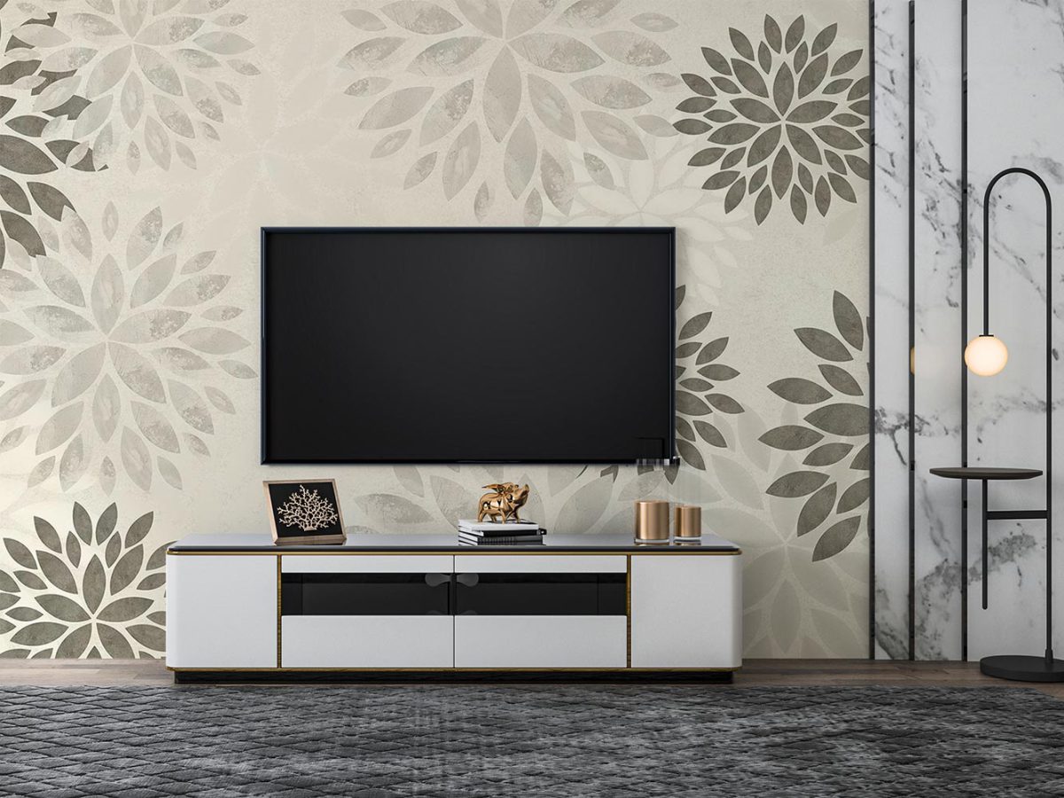 کاغذ دیواری طرح گل کلاسیک W12112240 مناسب پشت تلویزیون