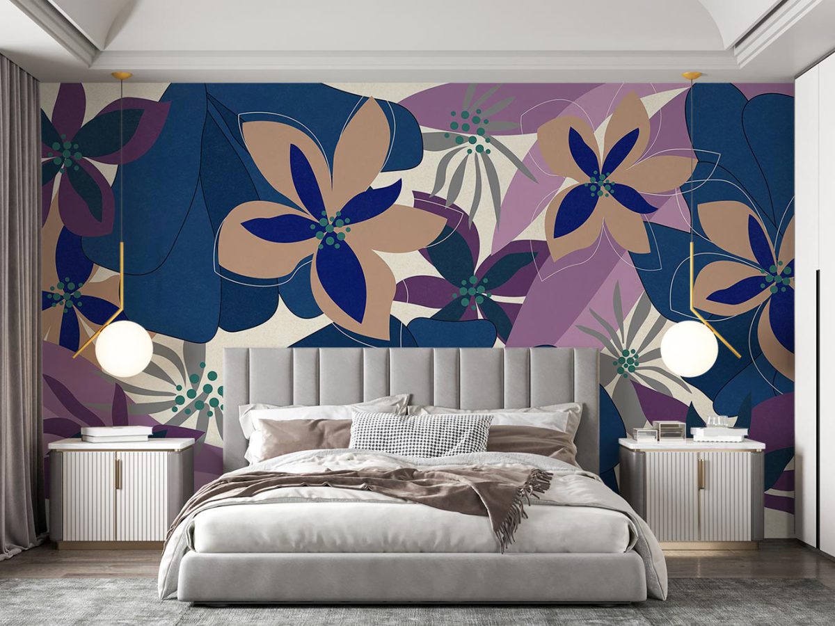 پوستر دیواری طرح گل فانتزی W12112420 مناسب اتاق خواب
