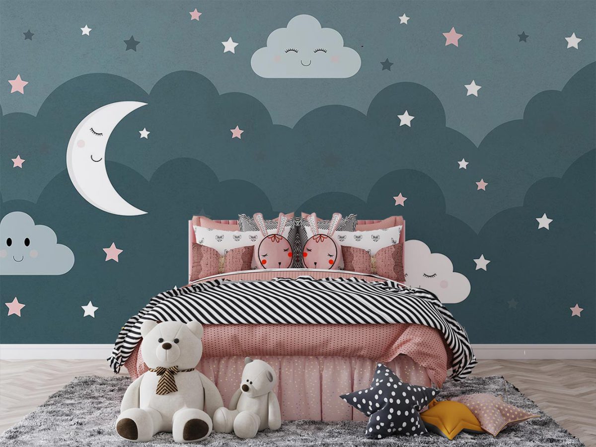پوستر کاغذ دیواری اتاق کودک ماه و ستاره W12112900