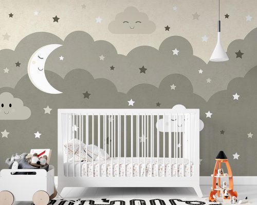 پوستر دیواری کودک طرح ماه و ستاره W12112920