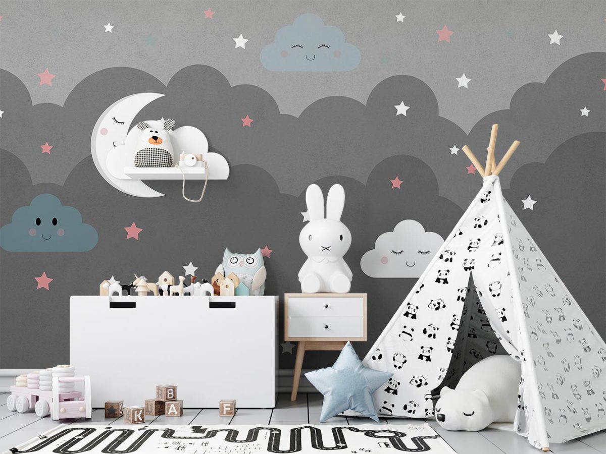 پوستر کاغذ دیواری اتاق کودک ستاره و ماه W12112930