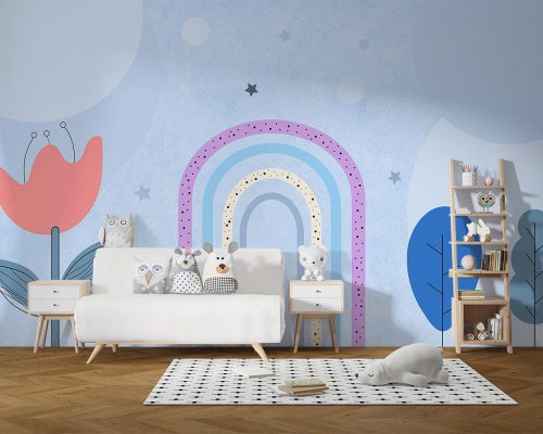 پوستر کاغذ دیواری اتاق کودک آبی رنگ W12113310