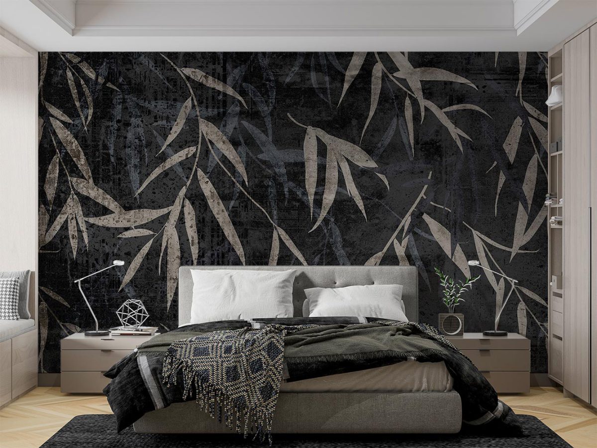 کاغذ دیواری طرح برگ لاکچری w11010100 اتاق خواب