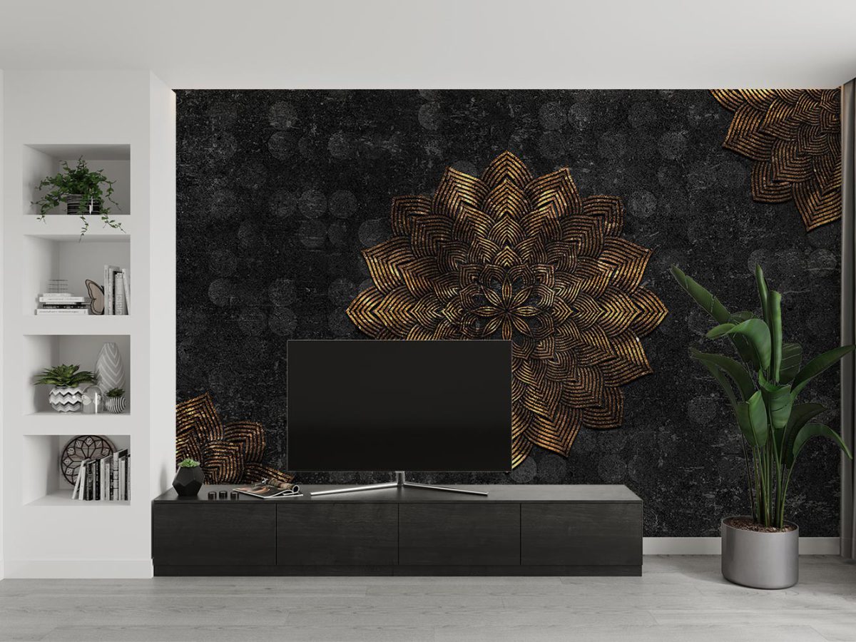 کاغذ دیواری طرح پتینه لاکچری w11010200 پشت تلویزیون