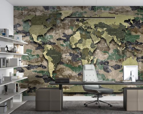 کاغذ دیواری نقشه جهان ارتشی w11010400
