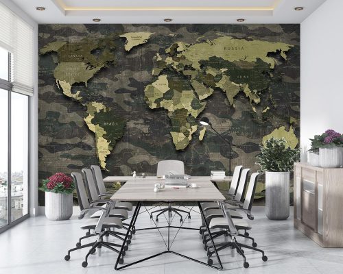کاغذ دیواری طرح نقشه جهان ارتشی w11010410