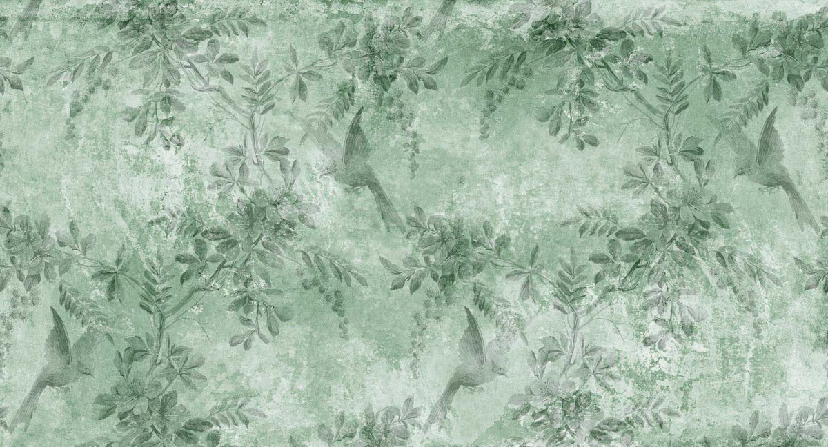 کاغذ دیواری گل برگ پرنده w11010910