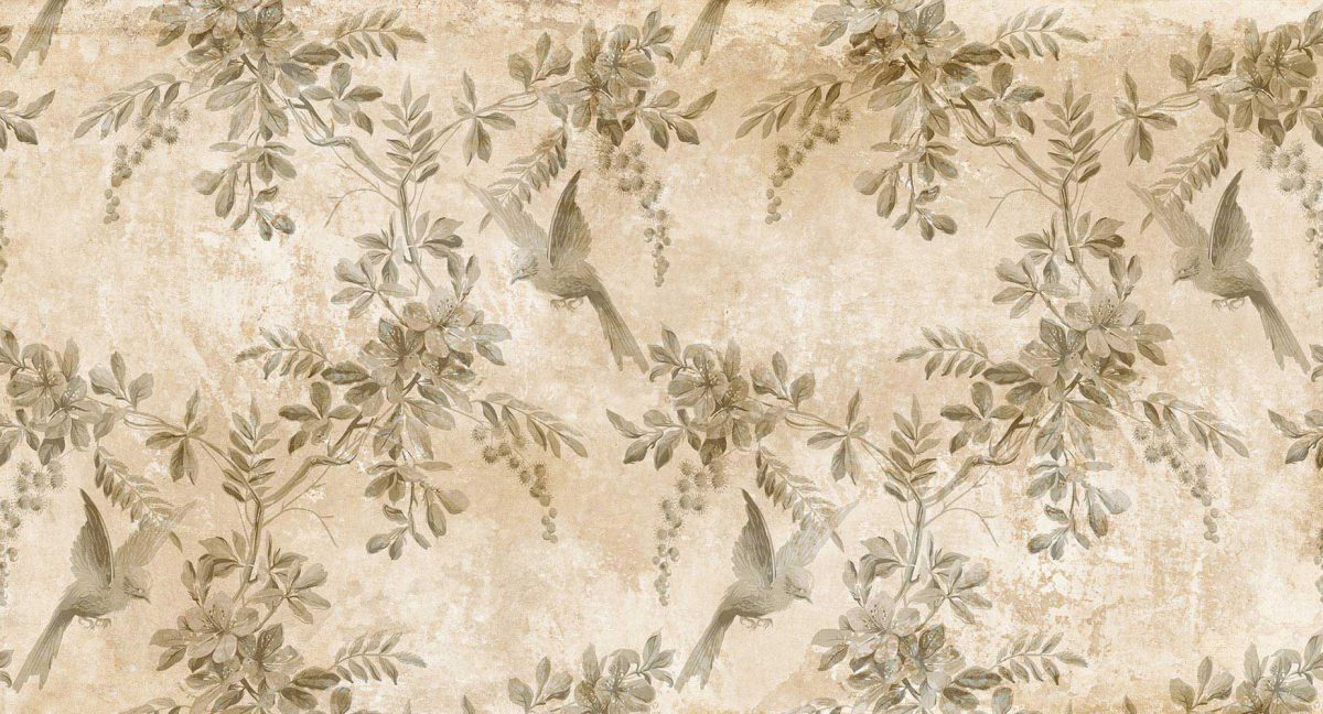 کاغذ دیواری طرح گل و پرنده w11010920