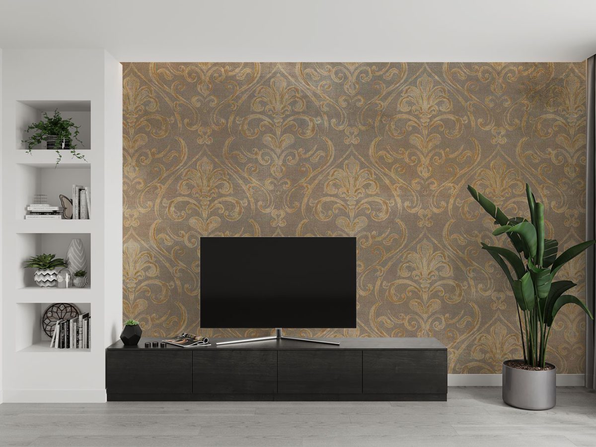 کاغذ دیواری طرح داماسک w11011030 پشت تلویزیون