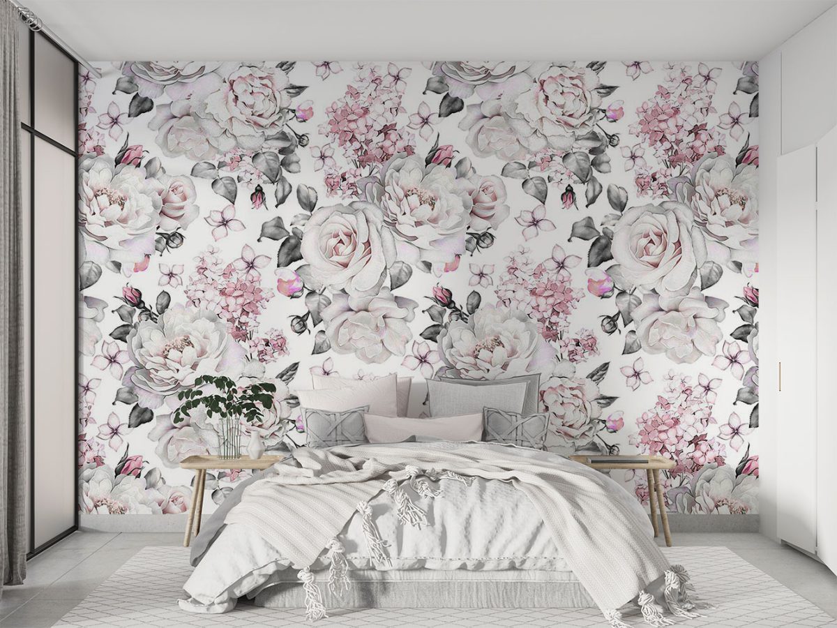 کاغذ دیواری اتاق خواب گلدار گل رز w11011200