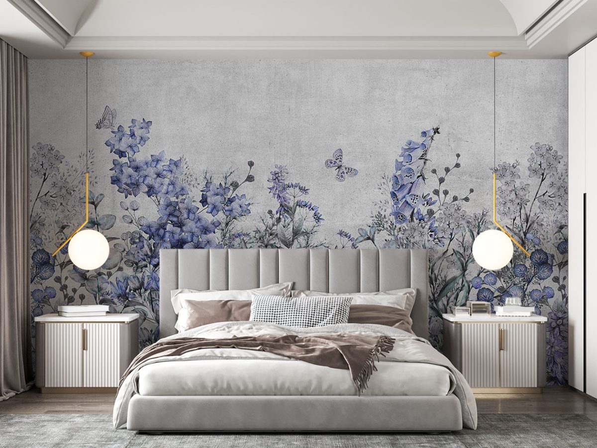 کاغذ دیواری طرح گل بنفش w11011600 اتاق خواب