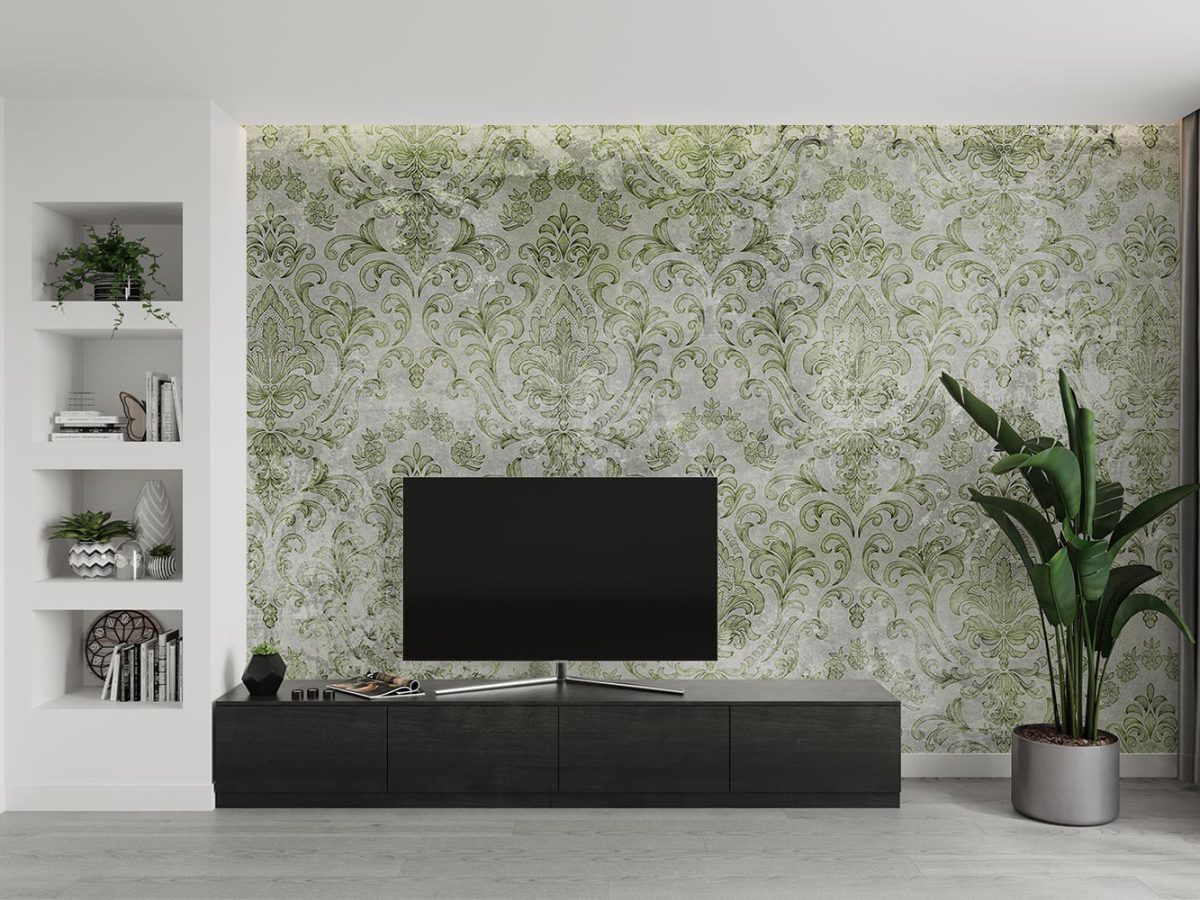 کاغذ دیواری گل داماسک w11012310 پشت تلویزیون
