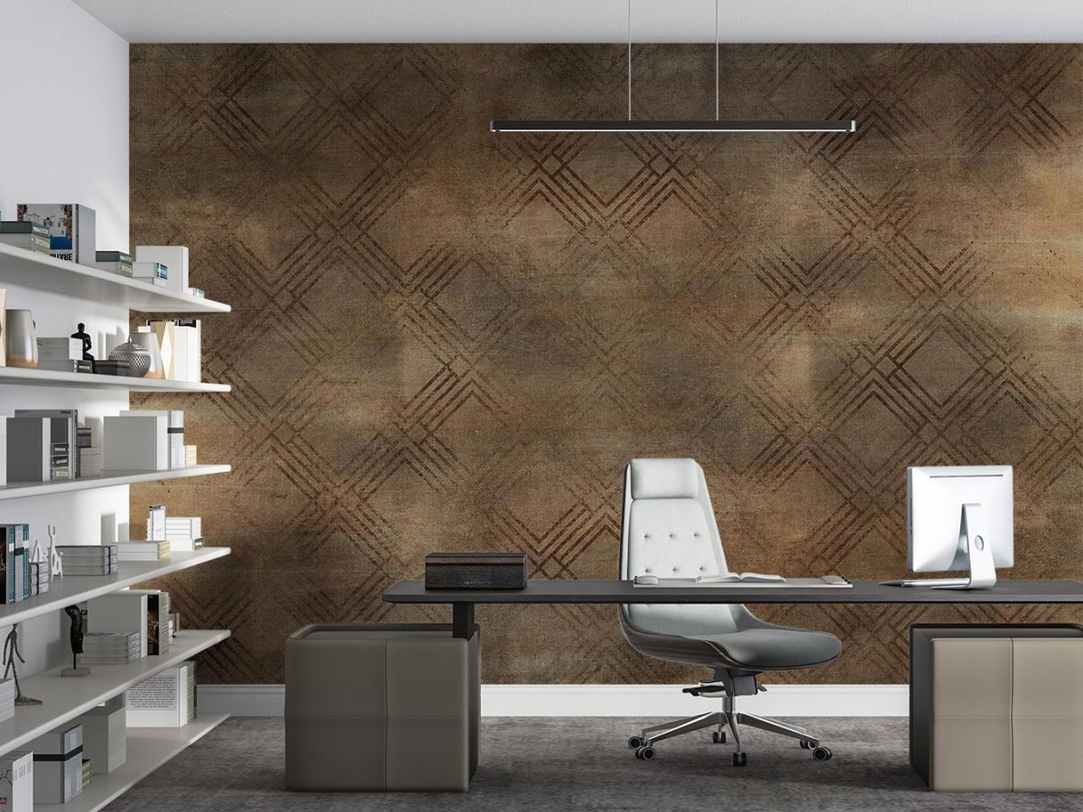 کاغذ دیواری قهوه ای طرح مربعی مدرن w11012900 اداری دفتر کار
