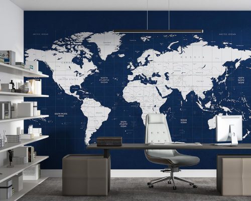 کاغذ دیواری نقشه جهان w11013900 اداری دفتر کار
