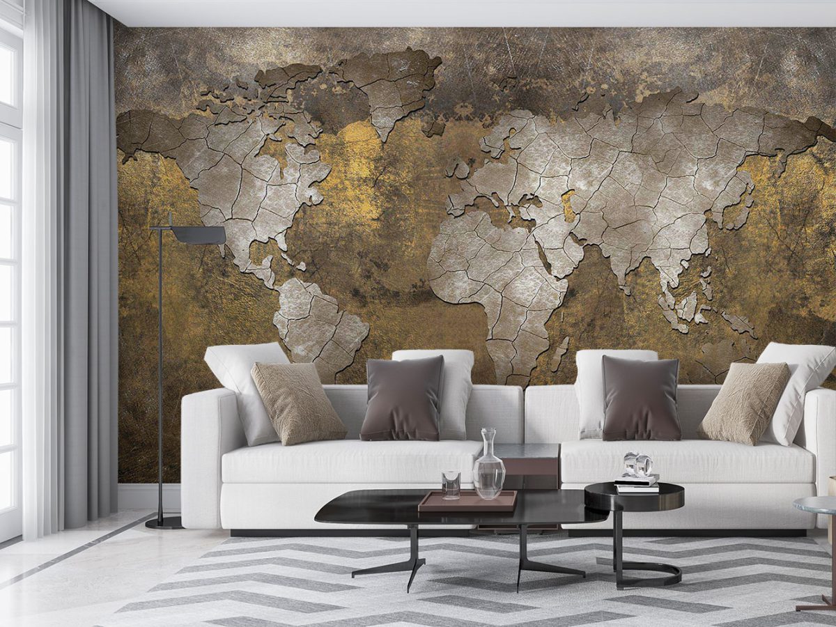 کاغذ دیواری طرح نقشه جهان w11014000 پذیرایی