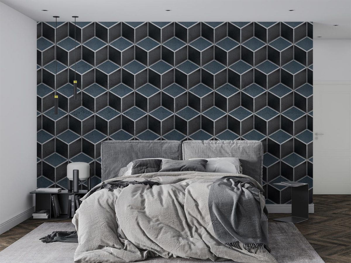 پوستر دیواری سه بعدی هندسی مکعبی w11015000 مناسب اتاق خواب