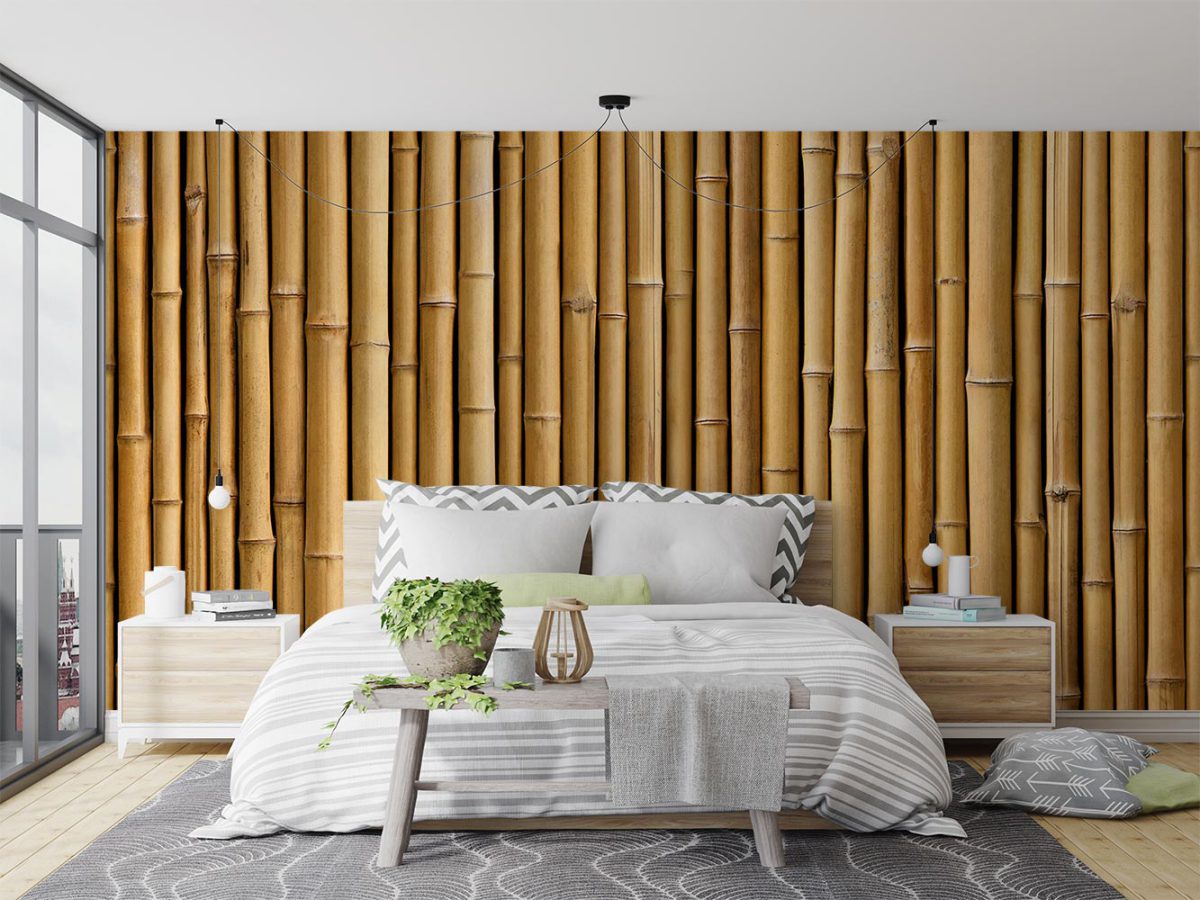کاغذ دیواری طرح چوب بامبو w11015500 اتاق خواب