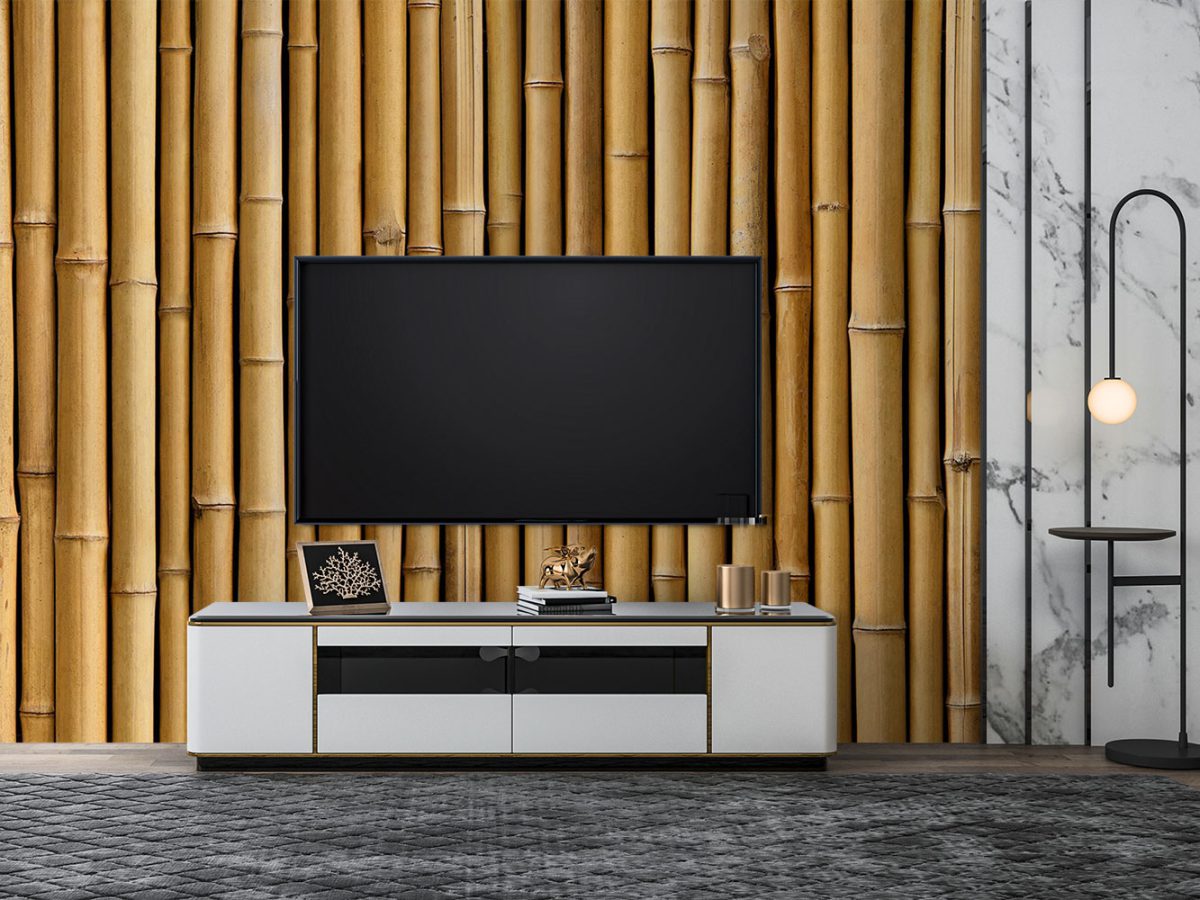 کاغذ دیواری طرح چوب بامبو w11015500 پشت تلویزیون