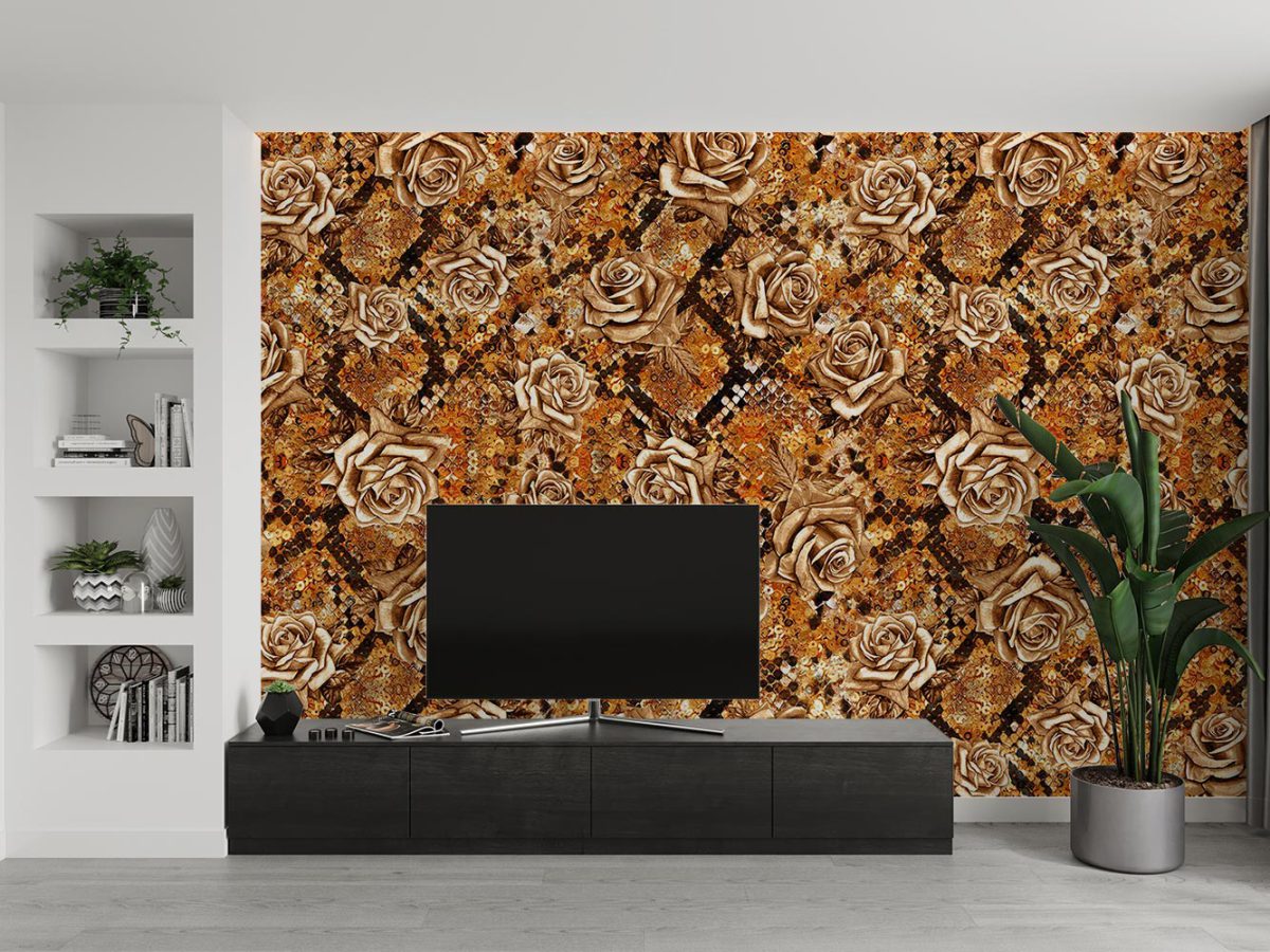 کاغذ دیواری لاکچری گل w11016000 پشت تلویزیون