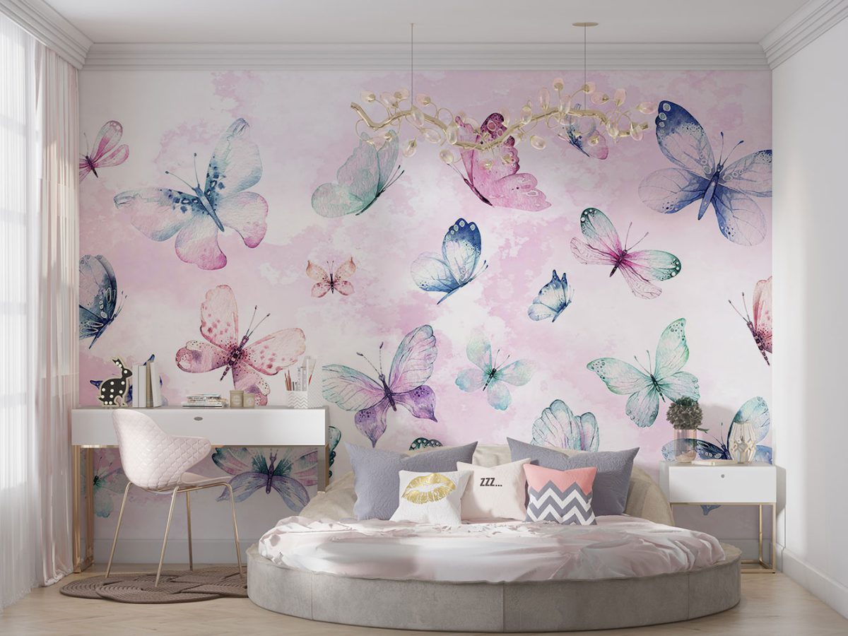 پوستر دیواری طرح پروانه w11017010 دخترانه
