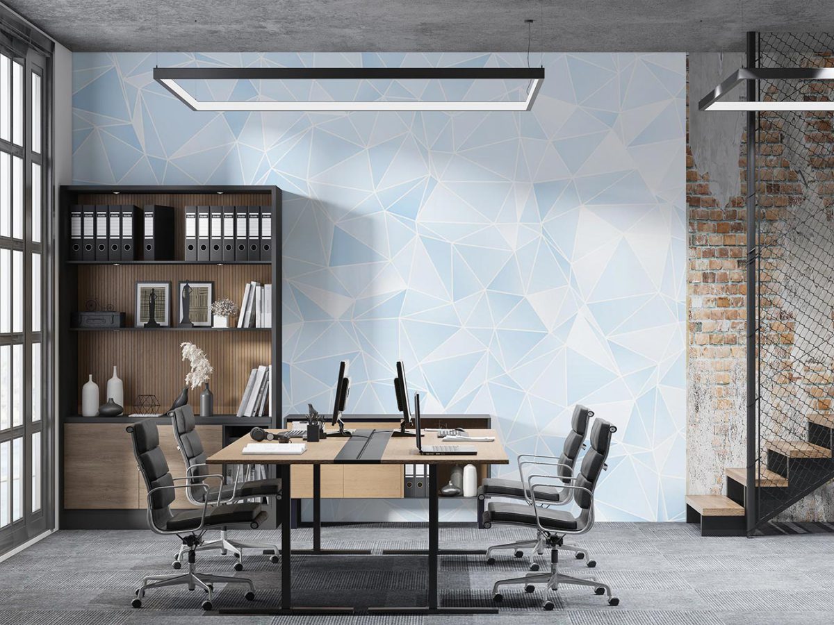 کاغذ دیواری طرح هندسی رنگ آبی w11017510 اداری دفتر کار