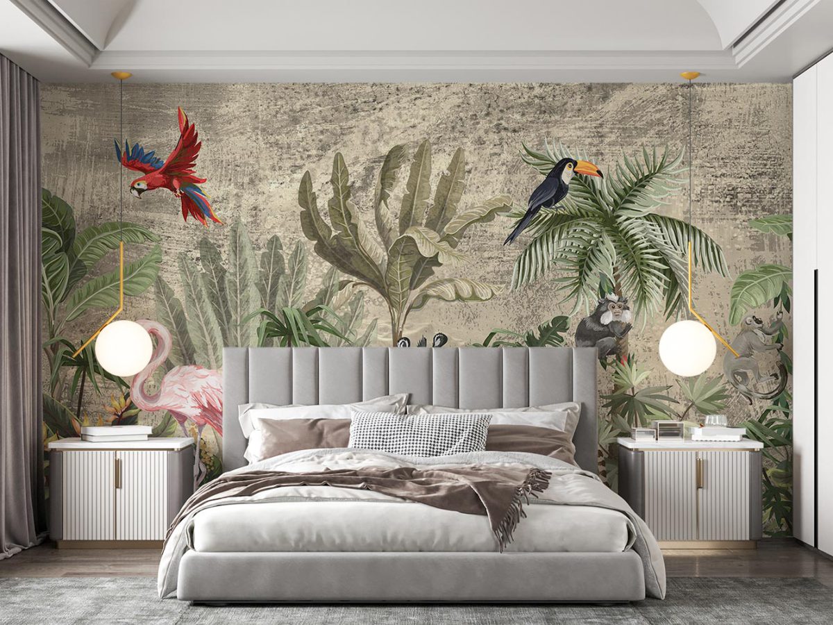 پوستر دیواری حیوانات برگ پرندگان w11019210 برای اتاق خواب