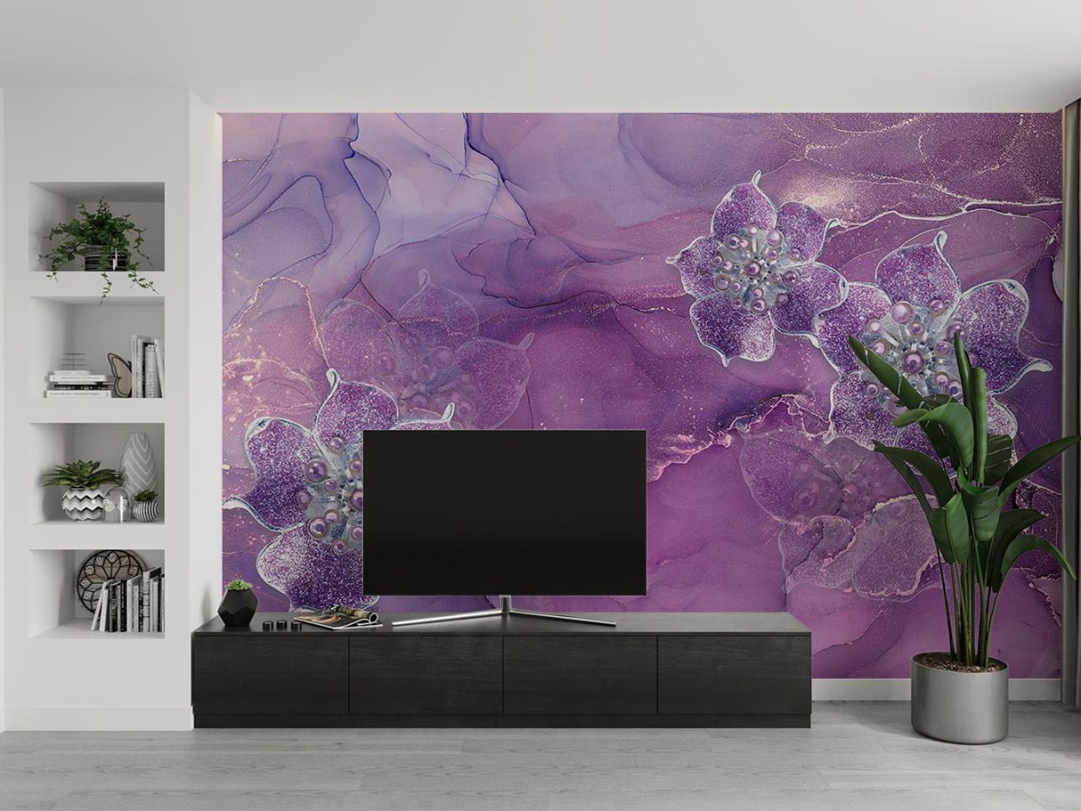 پوستر سه بعدی گل فانتزی w11019900 پشت تلویزیون
