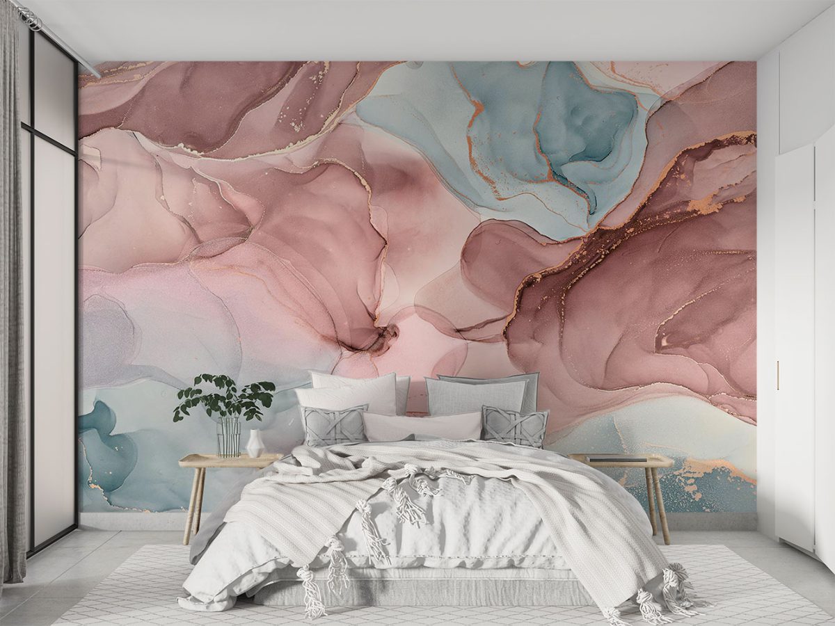 کاغذ دیواری اتاق خواب طرح آبرنگی مدرن w11020200